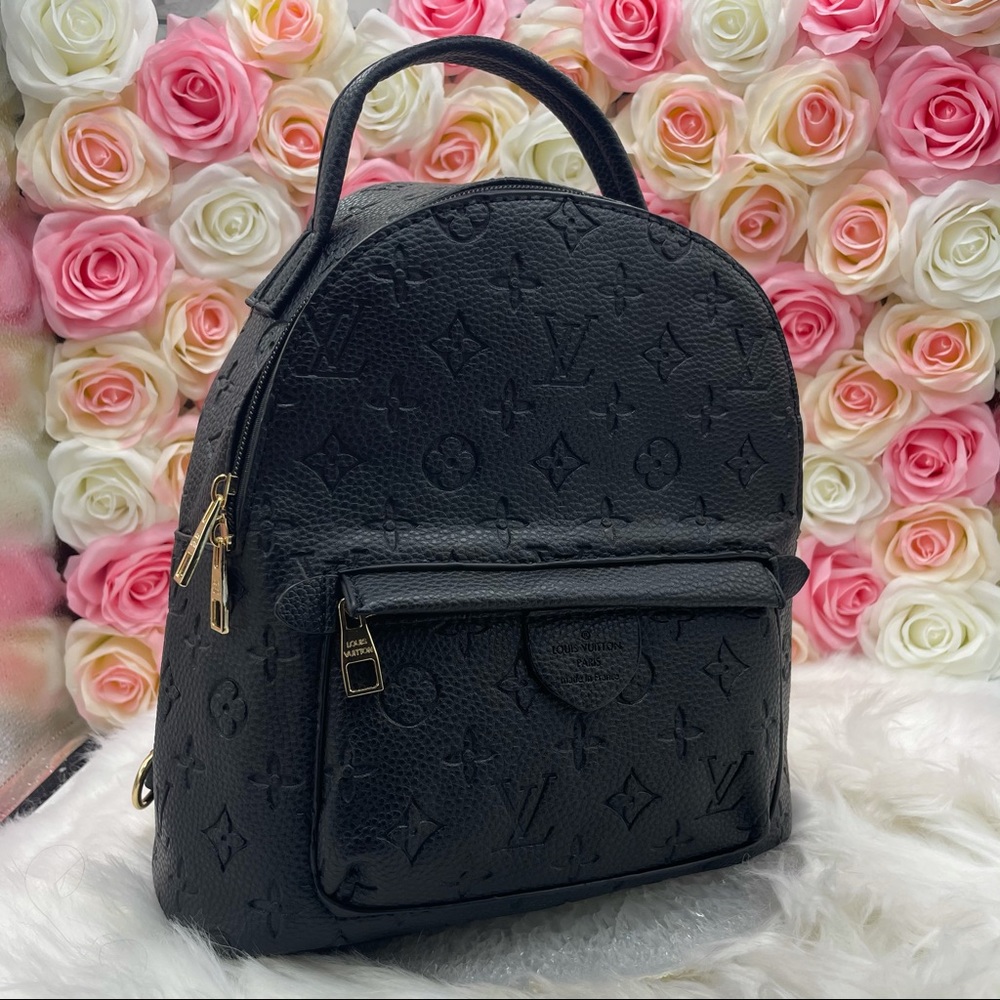 Black Leather Fashion Backpack